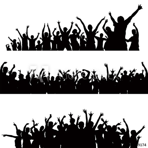 500x500 Crowd Celebrating Silhouette Vector