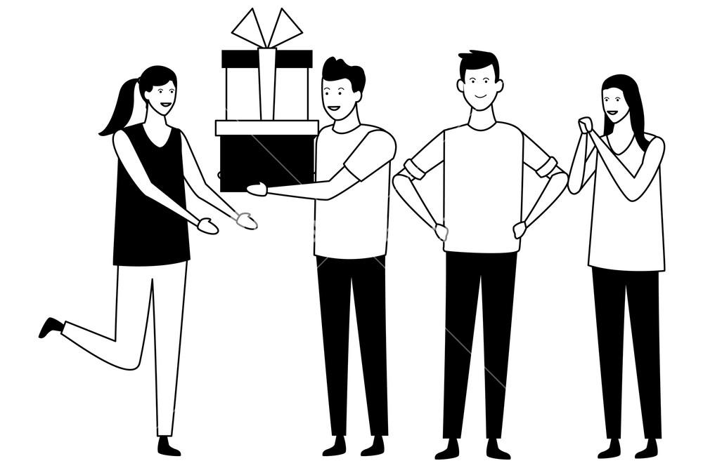 1000x667 Young People Celebrating Cartoon Vector Illustration Graphic