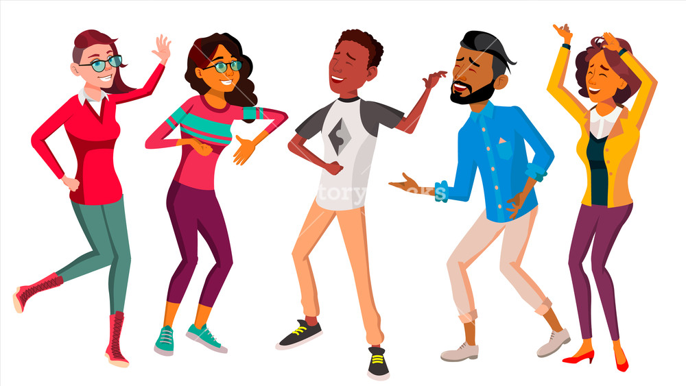 1000x563 Dancing People Set Vector People Dance Move To Music Isolated