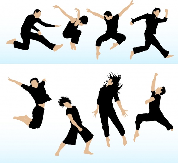 600x549 Dancing People Icons Colored Modern Design Free Vector