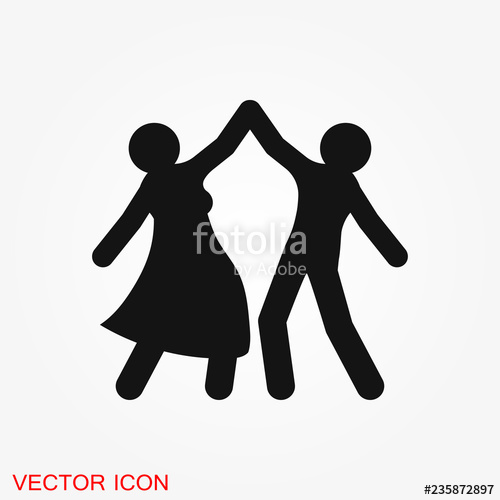 500x500 Dancing Vector Icon Illustration On Background, People Dance
