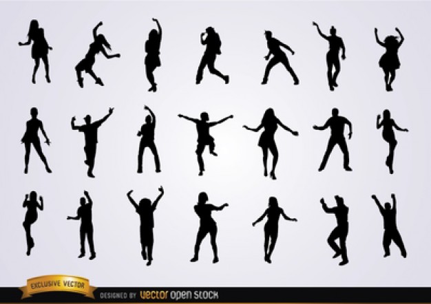 626x442 People Dancing Vector Silhouettes Stock Images