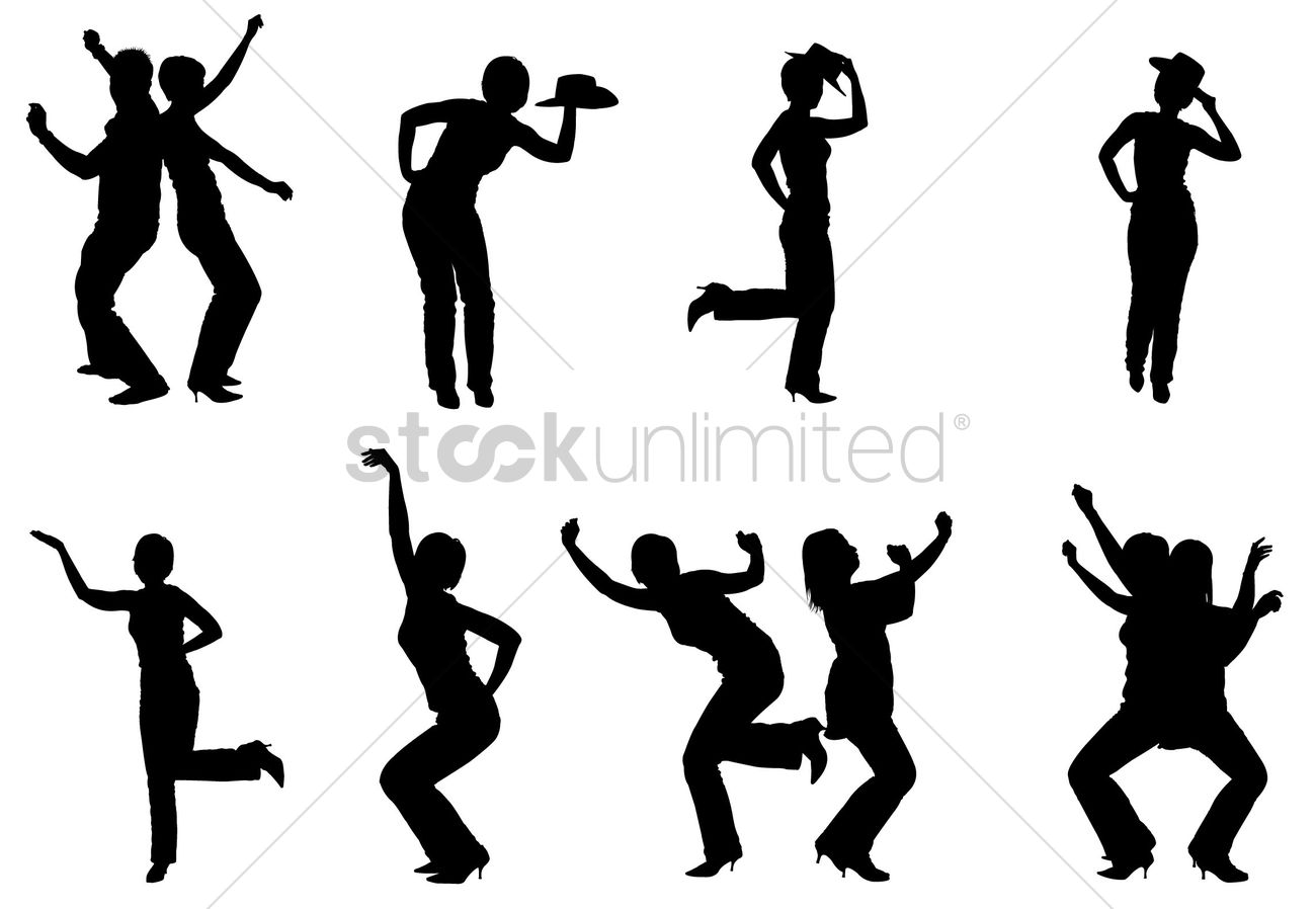 1300x898 Silhouettes Of People Dancing Vector Image