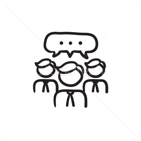 600x600 People With Speech Square Above Heads Sketch Icon Vector