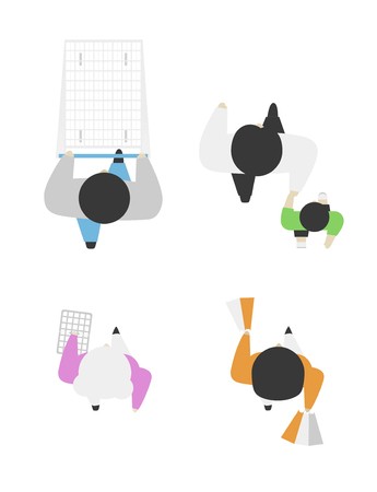 345x450 Set Of People From Above, Top View Simple Style Flat Design