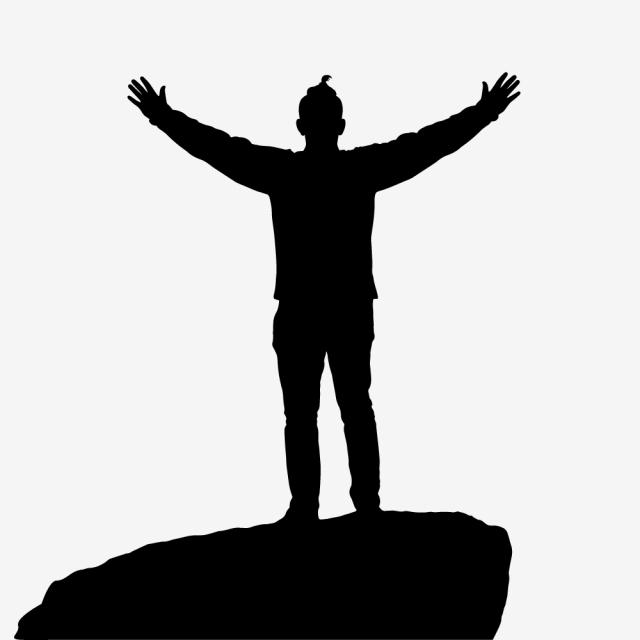 640x640 Silhouette Of Free Man With Hand Above The Head, Silhouette