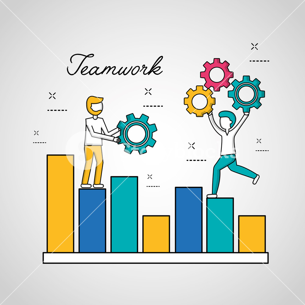1000x1000 People Teamwork Boys Above Statistics Holding Gears Solution