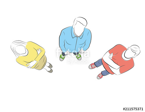 500x387 Young People Are Looking Up View From Above Vector Illustration