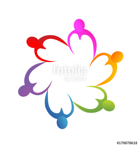 475x500 Teamwork Group Of Supportive People Holding Hands Vector Logo