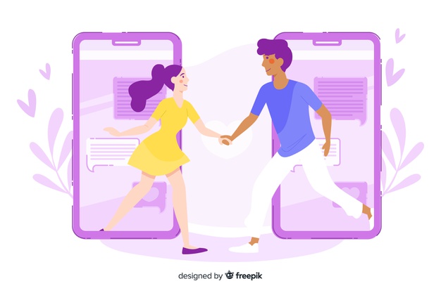626x417 Dating App Concept With People Holding Hands Vector Free Download