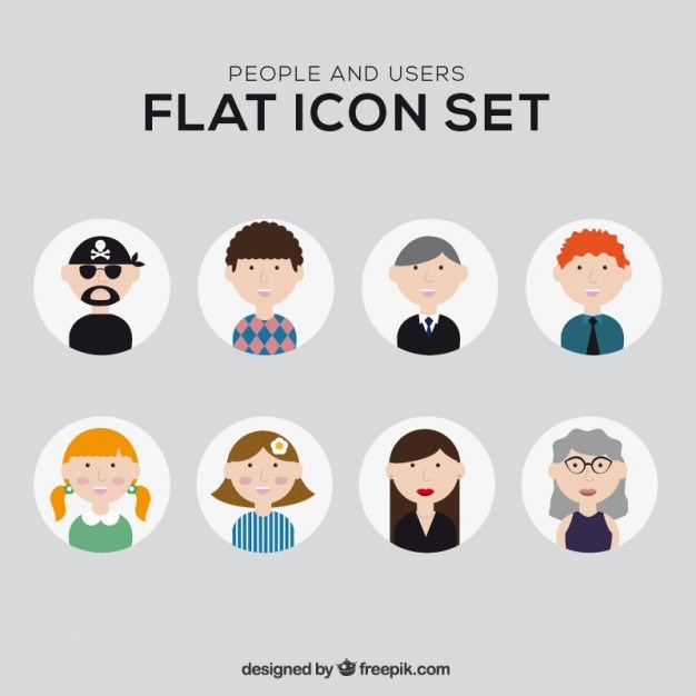 626x626 Illustrated People Icons Free Vector