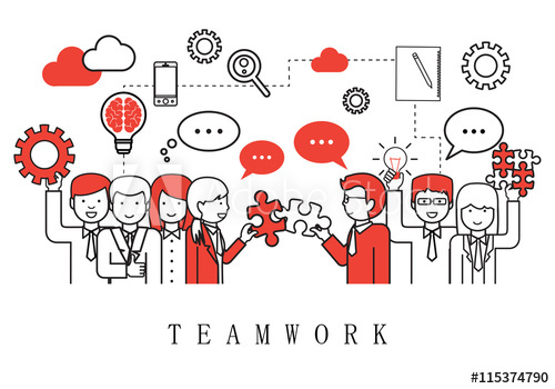 500x350 Teamwork, People Team On White Background Vector Illustration