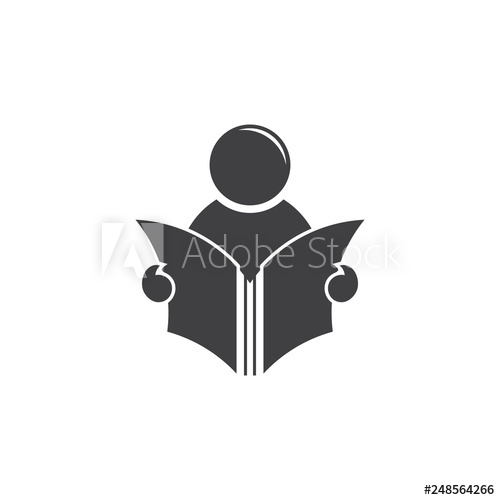 500x500 Simple Geometric People Reading Magazine Symbol Vector