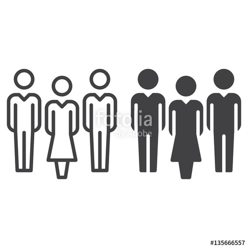 500x500 People, Team Line And Solid Icon, Outline And Filled Vector Sign