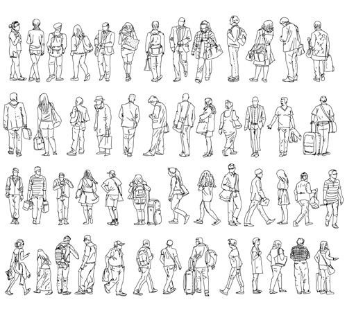 500x449 People Outline Silhouettes Vector Material Free Download