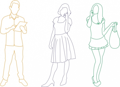 504x368 People Sitting Outline Vector Free Vector Download