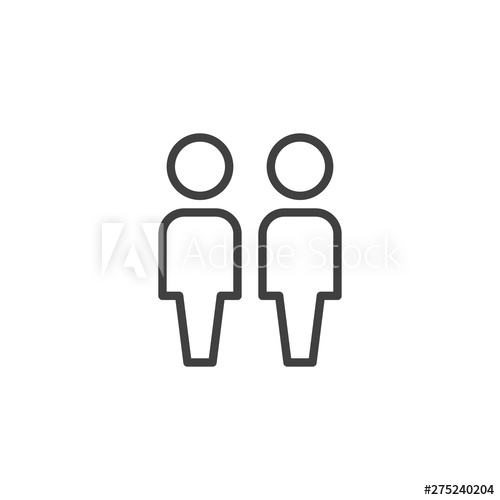 500x500 Two People Line Icon Work Group Team Linear Style Sign For Mobile