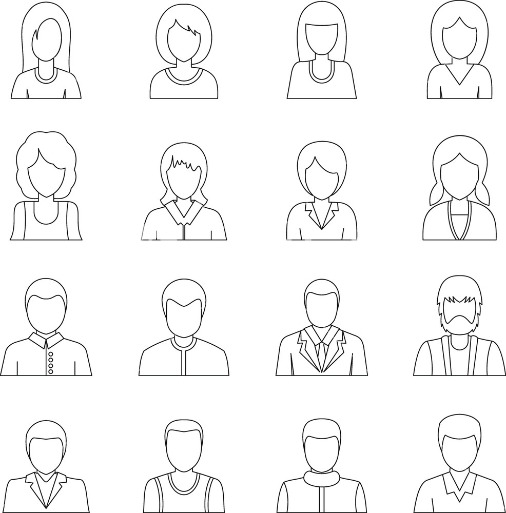 986x1000 Various People Icons Set Outline Illustration Of Various