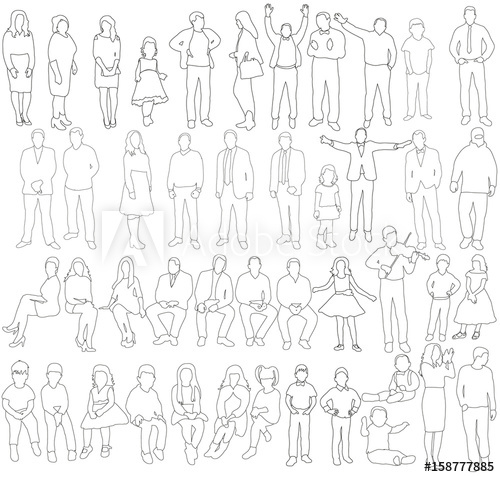 500x477 Vector, Isolated, Outlines Of People, Man, Girls, Children