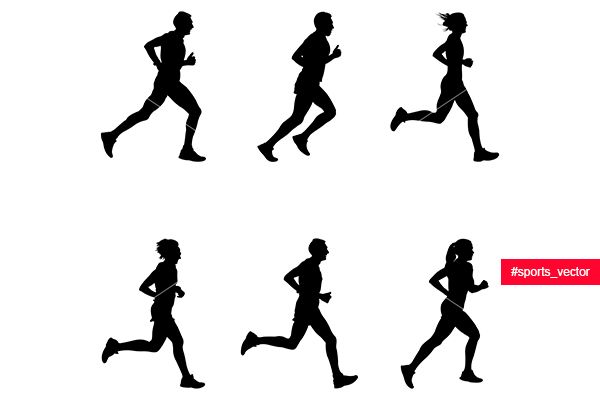 Set People Running Marathon Black Silhouette Sports Vector 600x400 Set People Running Marathon Black Silhouette Sports Vector