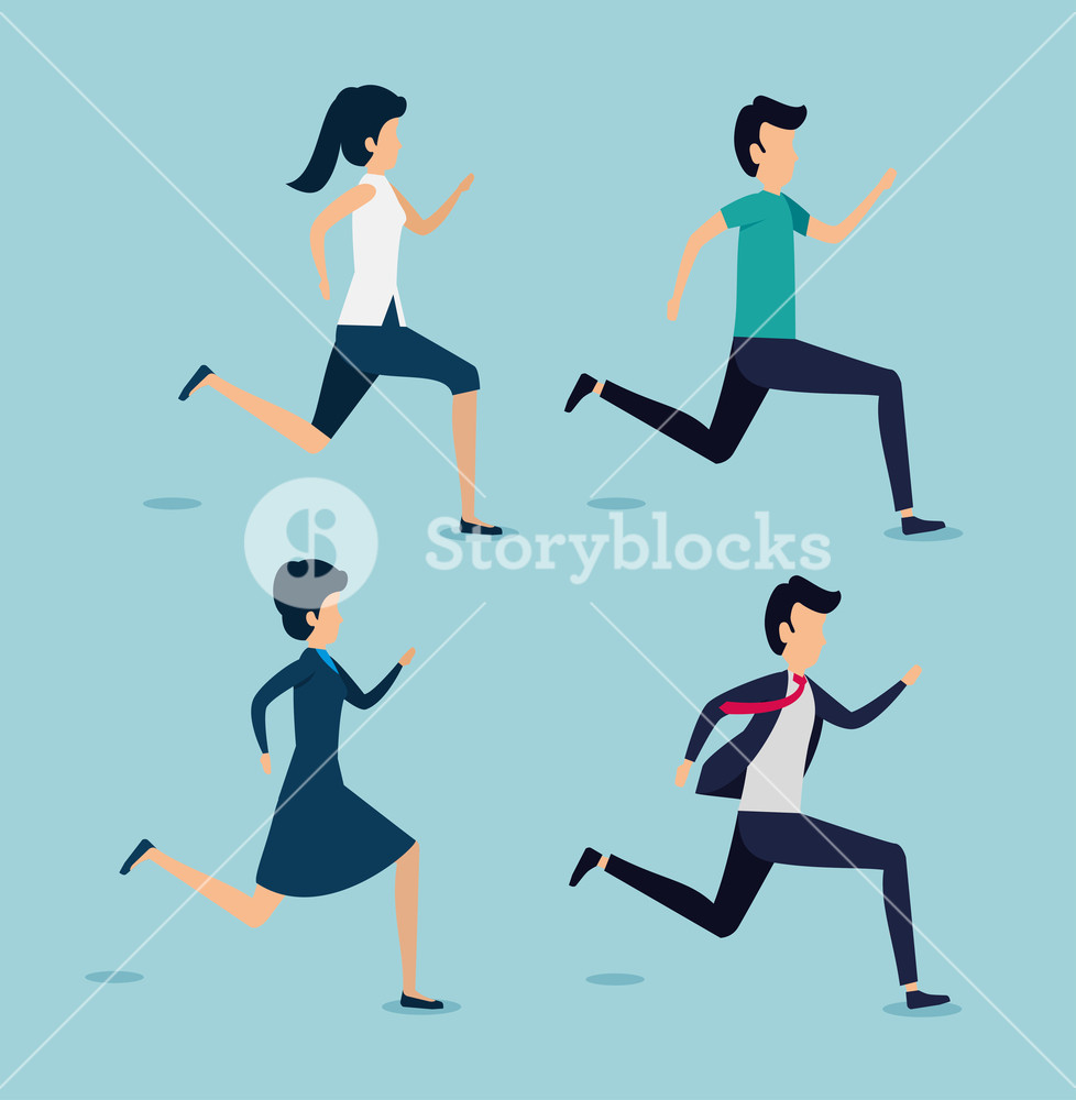 Set Women And Men People Running Vector Illustration Royalty Free 978x1000 Set Women And Men People Running Vector Illustration Royalty Free