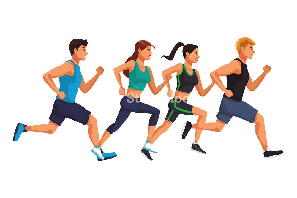 Fitness People Running Cartoon Vector Illustration Graphic Design 1000x667 Fitness People Running Cartoon Vector Illustration Graphic Design