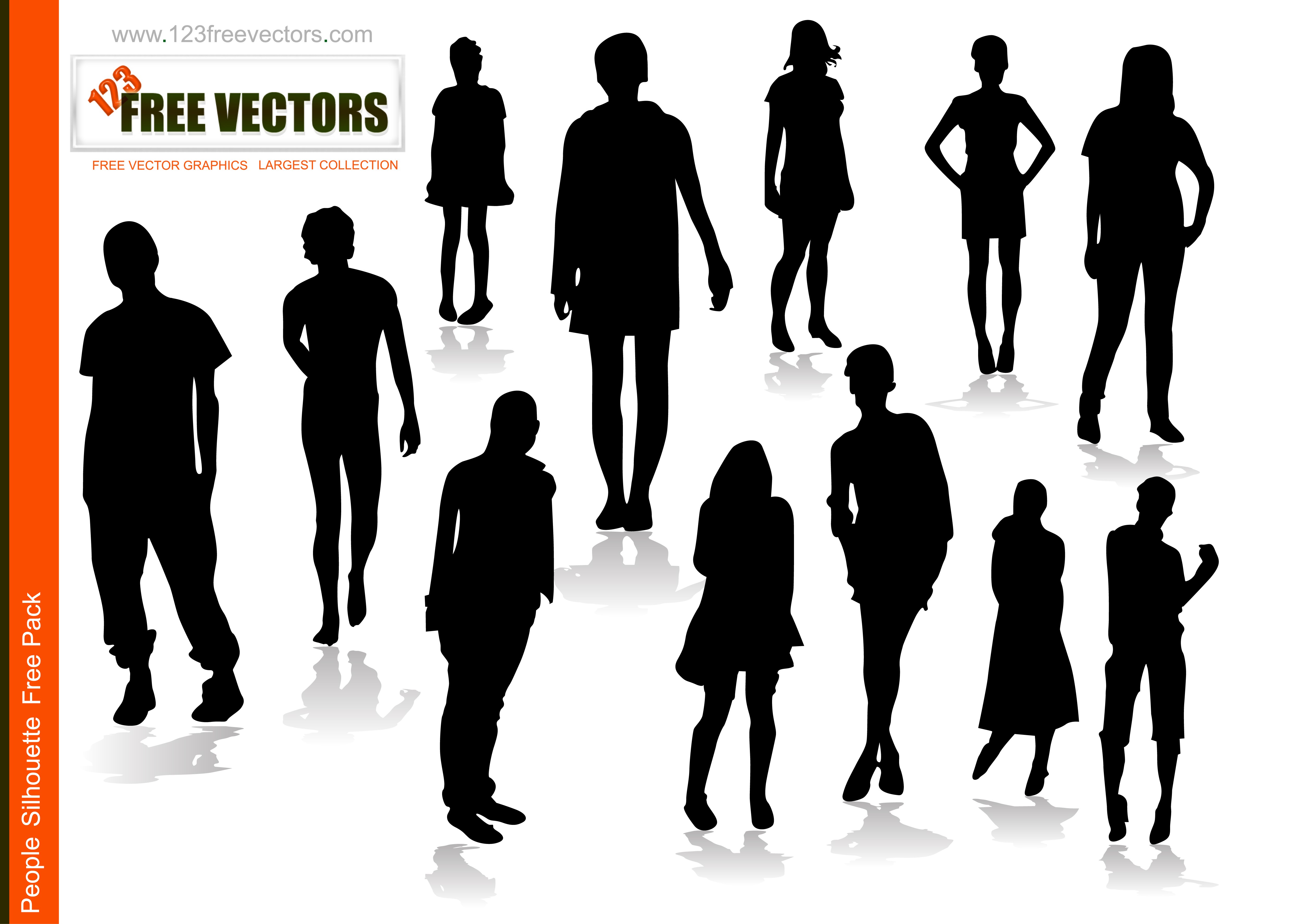4961x3542 Free Vector Silhouettes Of People Standing, Sitting, Walking