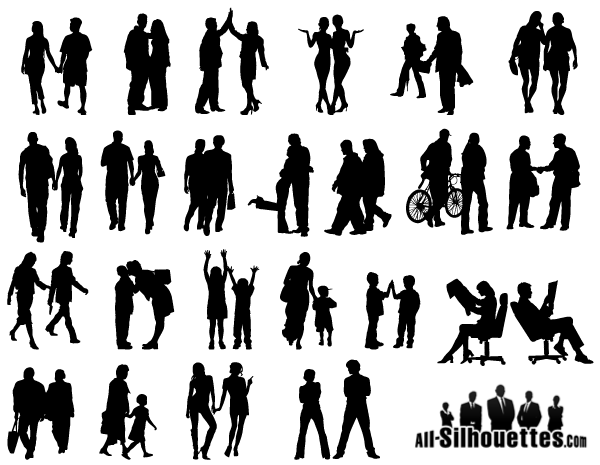 600x465 People In Couples Silhouettes Vector Free Free Vectors
