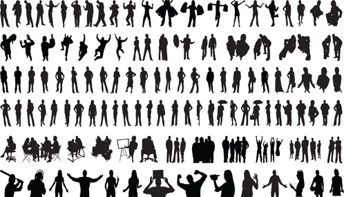 498x285 Set Of People Silhouettes Vector Free Vector In Adobe Illustrator