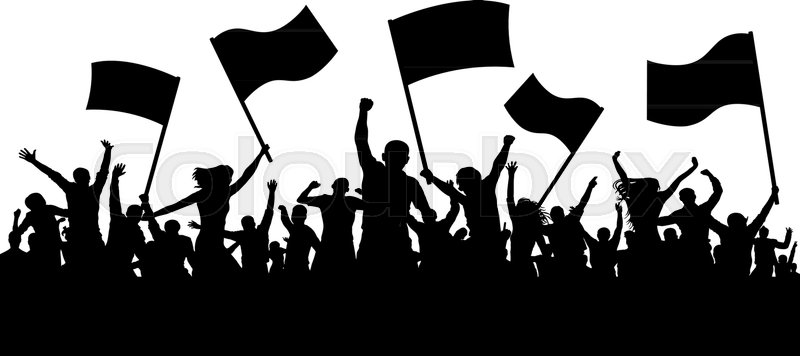 800x356 Cheerful Crowd People Silhouette Stock Vector Colourbox