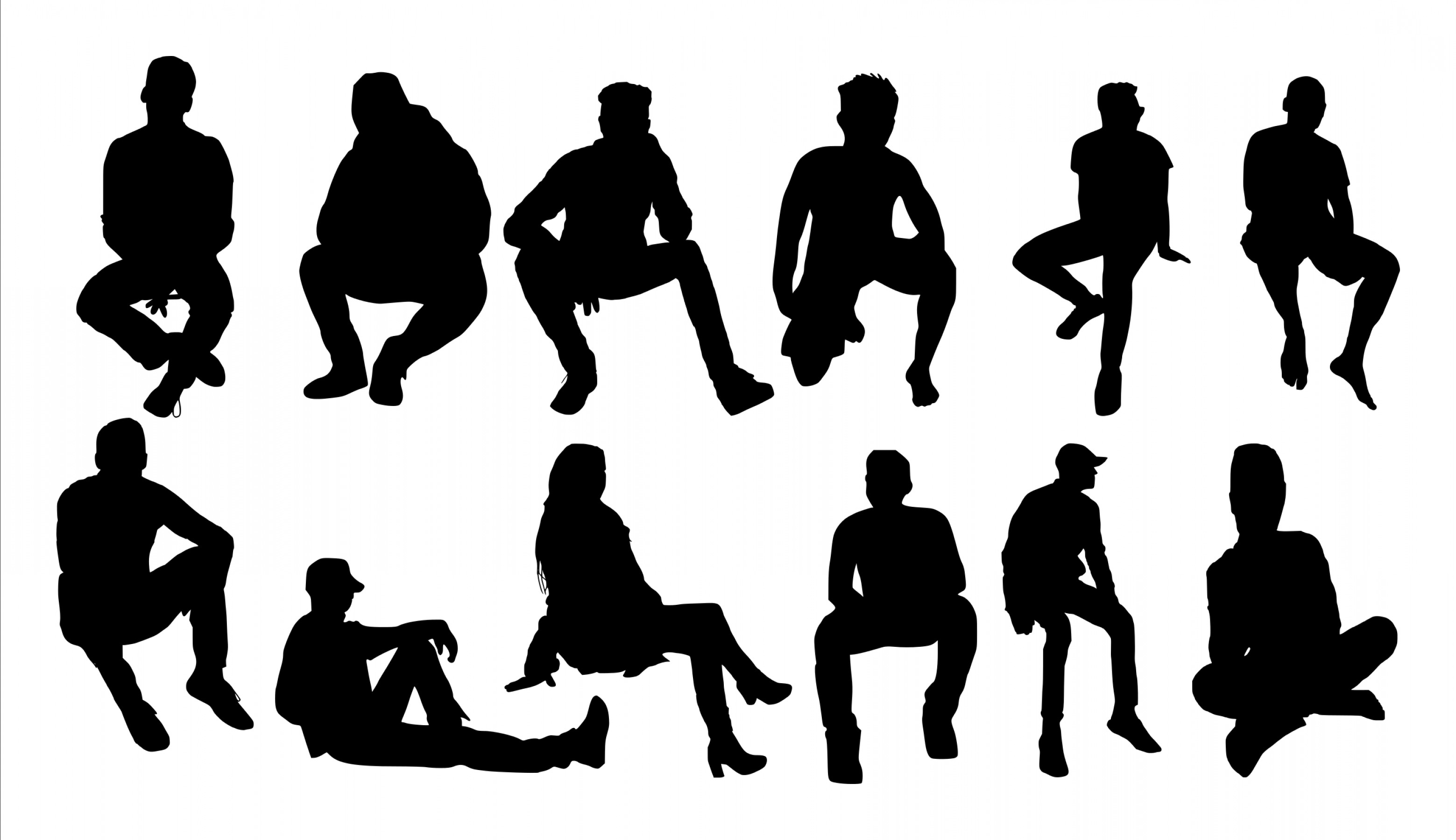 Download People Sitting Silhouette Vector at Vectorified.com ...