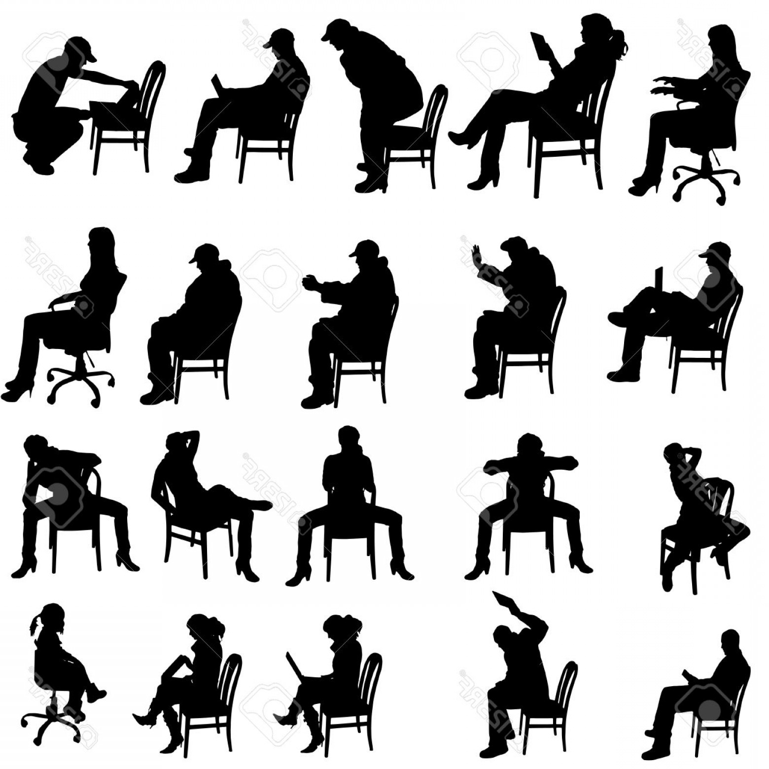 1560x1560 Photostock Vector Vector Silhouette Of People Sitting On A White