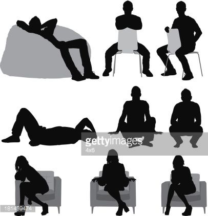 406x422 Vector Art Silhouette Of People Sitting In Different Poses