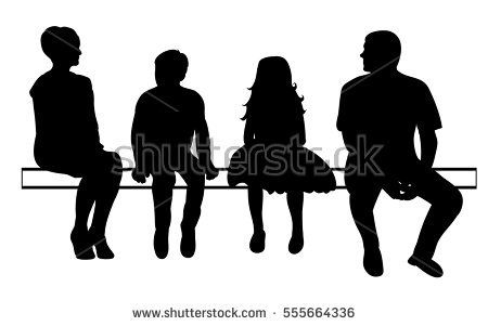 450x301 Vector, Isolated, Silhouette People Sitting Stamps Stencils