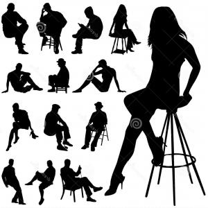 300x300 Photostock Vector Vector Silhouette Of People Sitting On A White