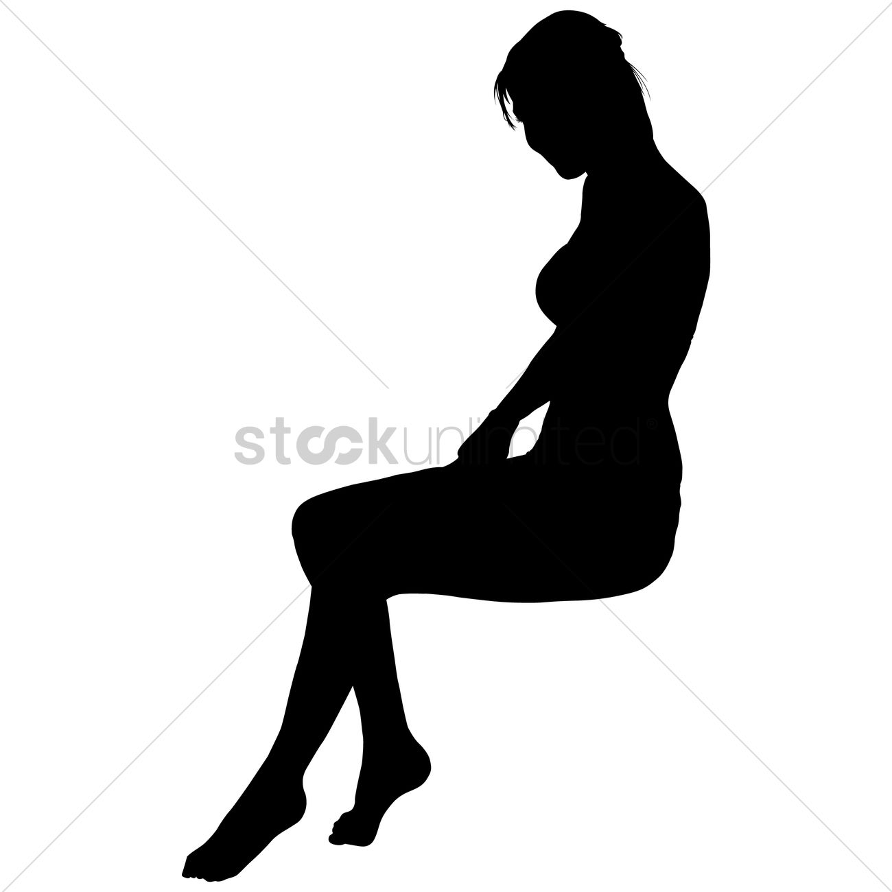 1300x1300 Silhouette Of A Lady Sitting Vector Image