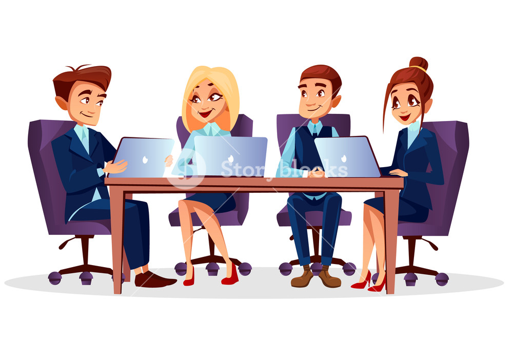 1000x667 Vector Cartoon Business People Sitting