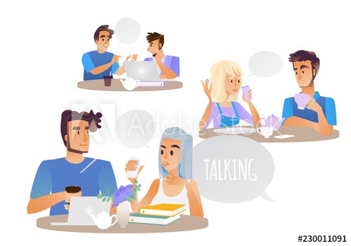 500x351 People Talking Vector Illustration Set With Cartoon Male