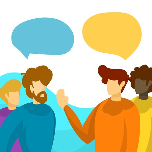 490x490 Flat People Talking Team Work With Minimalist Background Vector