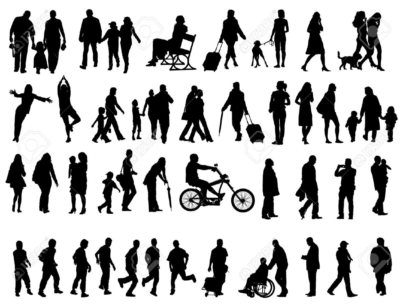 1300x990 People Walking Silhouette Vector Free