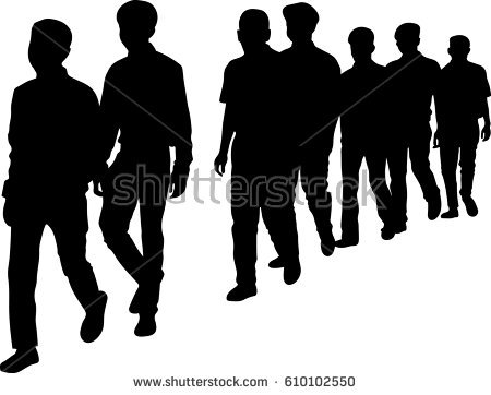 450x362 People Walking Silhouette Vector