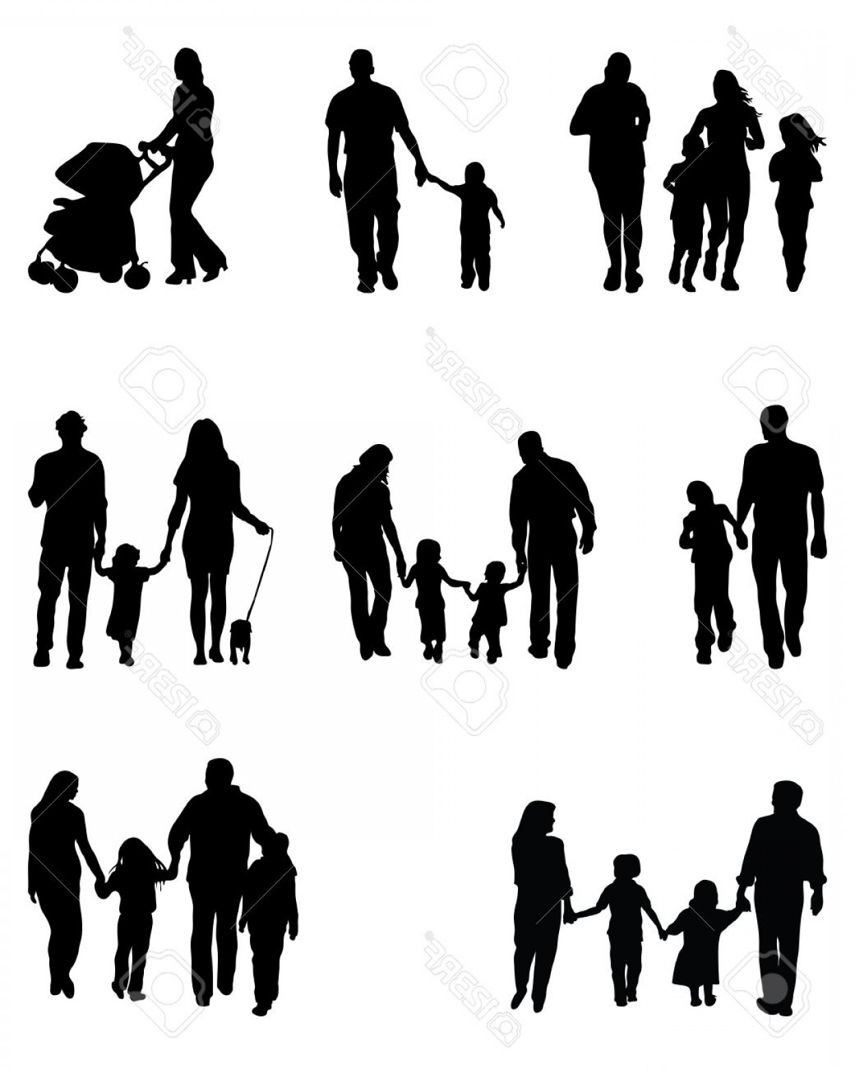 1248x1560 Photostock Vector Black Silhouettes Of Family Walking Vector