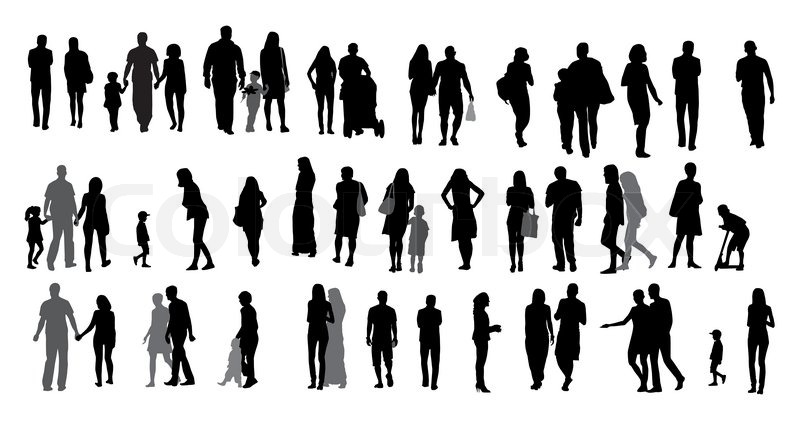 800x436 Set Of Silhouette Walking People And Stock Vector Colourbox