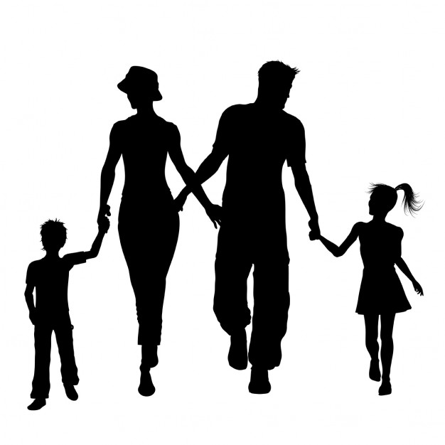 626x626 Silhouettes Of A Family Walking Vector Free Download