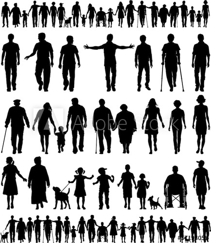 435x500 Editable Vector Silhouettes Of People Walking Hand In Hand