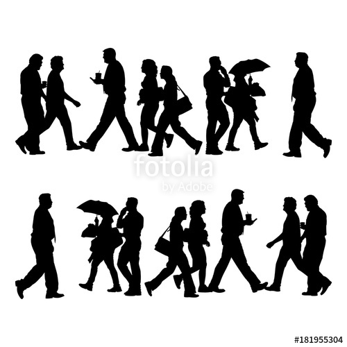 500x500 People Walking Silhouette Stock Image And Royalty Free Vector