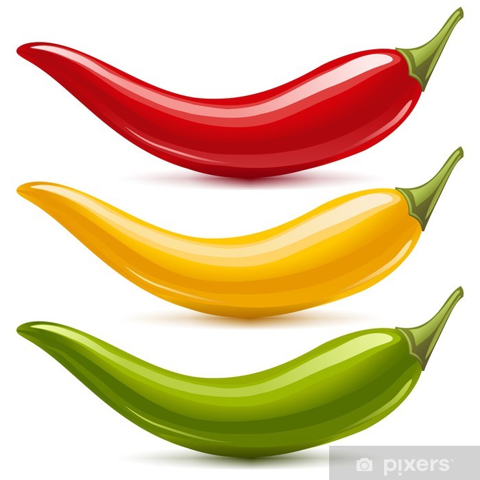 700x700 Hot Chilli Pepper Vector Set Red, Yellow And Green Wall Mural