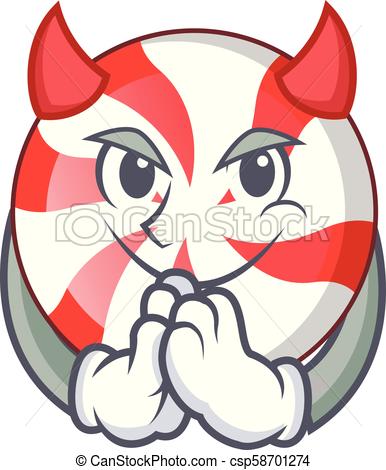 386x470 Devil Peppermint Candy Mascot Cartoon Vector Illustration