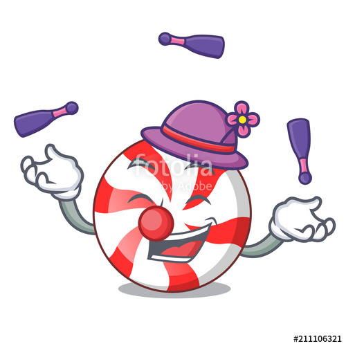 500x500 Juggling Peppermint Candy Mascot Cartoon Stock Image And Royalty