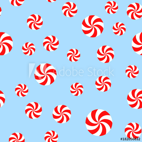 500x500 Christmas Peppermint Candy Seamless Vector Pattern Red And White